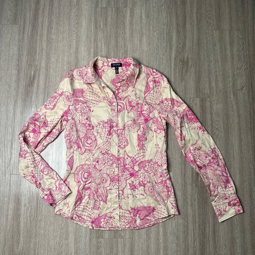 Escada Sport “fantasy” Fitted Button Up Blouse